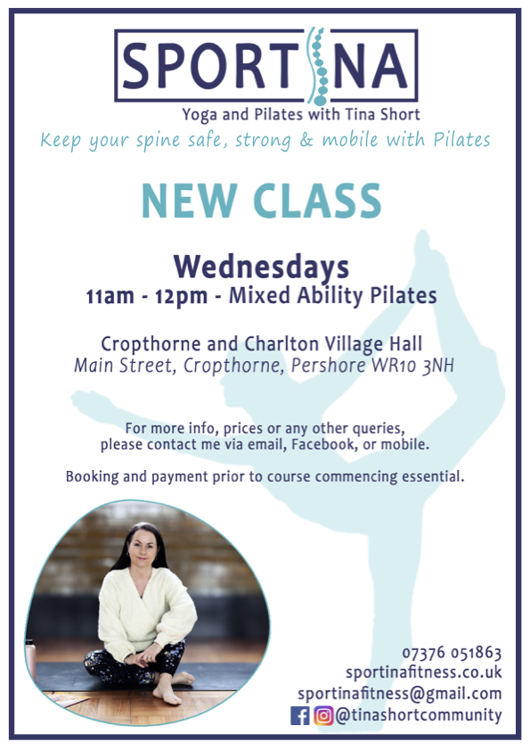 New Pilates Class at Cropthorne and Charlton Village Hall.